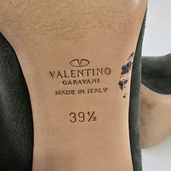 Moss Green Suede Floral Valentino pumps sz 39.5 / 8.5 - Picture 8 of 9